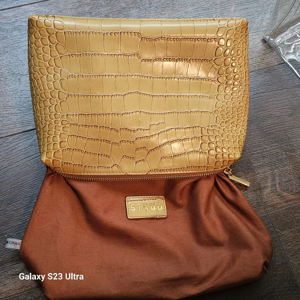 STAUD Shirley Clear Purse with Inner Clutch Faux Crocodile Print - Picture 10 of 12
